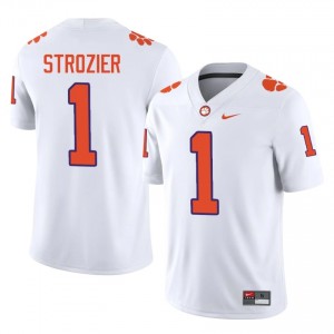 Branden Strozier #1 Clemson Tigers Jersey | Iconic White College Football Men Stitched 62109134
