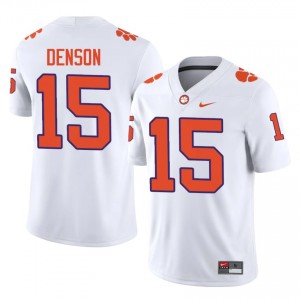 White Chris Denson #15 Clemson National Championship Jersey | Men High School Football Licensed Stitched 99164467