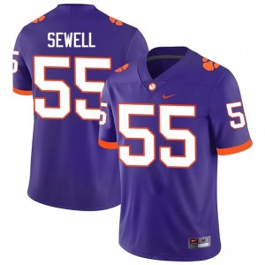 Clemson Harris Sewell #55 Purple Jersey | Pro Cut Stitch NCAA Football Men Apparel 67586795