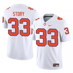 Elite Thread Caden Story #33 Clemson Tigers White Jersey | Men University Football Stitched Fan Gear 72556937