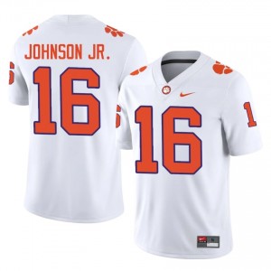 Clemson Chris Johnson Jr. #16 White Jersey | Genuine Stitched NCAA Football Men Apparel 54504215