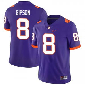 Purple Corian Gipson #8 Clemson National Championship Jersey | Men High School Football Limited Swen 70877107