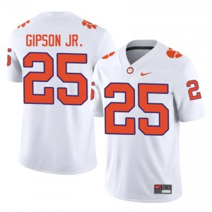White Marcell Gipson Jr. #25 Clemson National Championship Jersey | Men High School Football Moisture Wicking Stitched 72951945