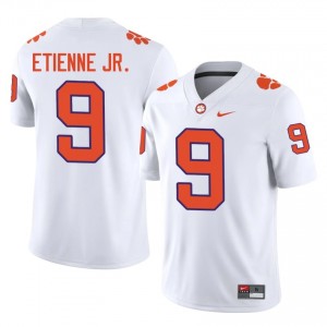 White Travis Etienne Jr. #9 Clemson National Championship Jersey | Men High School Football Fresh Stitched 93541295