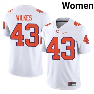 #43 Billy Wilkes CFP Champs White Jersey | Authentic Stitched Women Player Football Gear 36135318