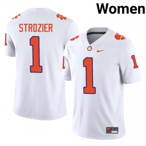 White Branden Strozier #1 Clemson National Championship Jersey | Women High School Football Fresh Stitched 97961791