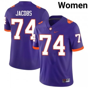 Clemson Brayden Jacobs #74 Purple Jersey | Premium Swen NCAA Football Women Apparel 14229416