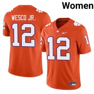 Orange Bryant Wesco Jr. #12 Clemson National Championship Jersey | Women High School Football Fresh Embroidery 35821087