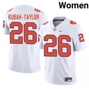Durable C.J. Kubah-Taylor #26 Clemson Tigers White Jersey | Women University Football Stitched Fan Gear 25549033