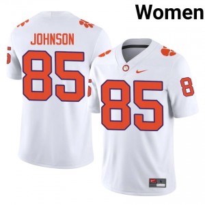 #85 Charlie Johnson CFP Champs White Jersey | Alumni Stitched Women Player Football Gear 97121113