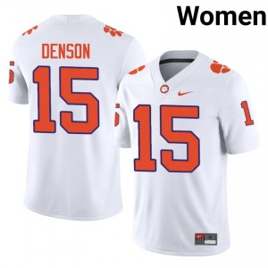 Clemson Chris Denson #15 White Jersey | Premium Stitched NCAA Football Women Apparel 46520637