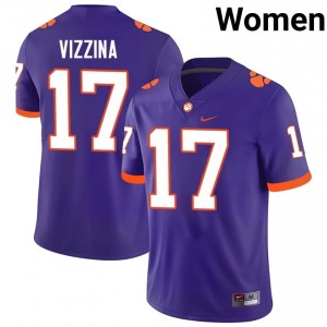 Durable Christopher Vizzina #17 Clemson Tigers Purple Jersey | Women University Football Swen Fan Gear 52422765