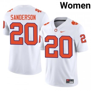 Clark Sanderson #20 Clemson Tigers Jersey | Pro-Grade White College Football Women Stitched 82704745