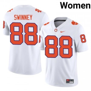Clay Swinney #88 Clemson Tigers Jersey | Iconic White College Football Women Stitched 76378195