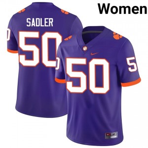 Collin Sadler #50 Clemson Tigers Jersey | Pro-Grade Purple College Football Women Swen 60957567