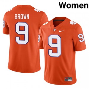 Clemson Colson Brown #9 Orange Jersey | Pro Cut Embroidery NCAA Football Women Apparel 50786221