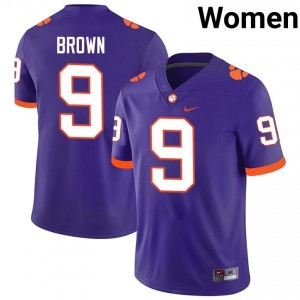 Purple Colson Brown #9 Clemson National Championship Jersey | Women High School Football Moisture Wicking Stitch 90284031