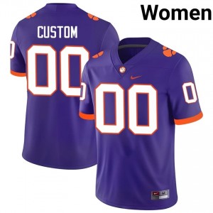 Clemson Custom #00 Purple Jersey | Genuine Stitch NCAA Football Women Apparel 65080721