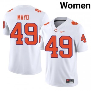 Clemson Darien Mayo #49 White Jersey | Genuine Stitched NCAA Football Women Apparel 81523309