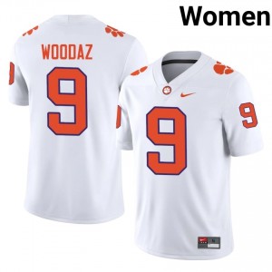 White Drew Woodaz #9 Clemson National Championship Jersey | Women High School Football Licensed Stitched 42061904