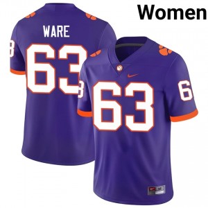 Easton Ware #63 Clemson Tigers Jersey | Exclusive Purple College Football Women Swen 34979115