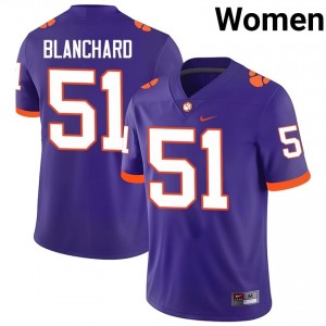 Elite Thread Gavin Blanchard #51 Clemson Tigers Purple Jersey | Women University Football Stitch Fan Gear 96026871