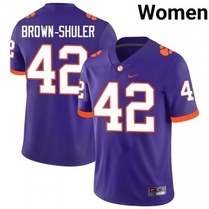 Officially Licensed Hevin Brown-Shuler #42 Clemson Tigers Purple Jersey | Women University Football Stitch Fan Gear 27041612