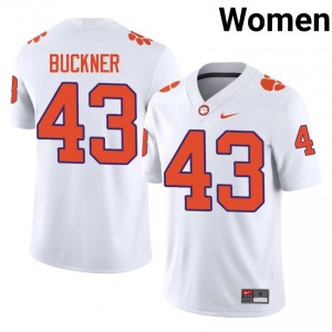 Clemson J.R. Buckner #43 White Jersey | Essential Stitched NCAA Football Women Apparel 42600847
