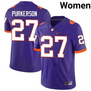 Purple Jack Purkerson #27 Clemson National Championship Jersey | Women High School Football Moisture Wicking Stitch 74750692