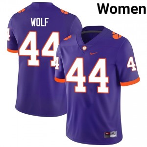 Clemson Jack Wolf #44 Purple Jersey | Premium Swen NCAA Football Women Apparel 77722874