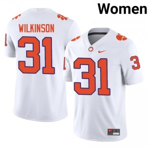 White Joe Wilkinson #31 Clemson National Championship Jersey | Women High School Football Limited Stitched 13668284