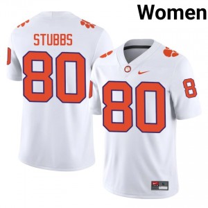 Clemson Luke Stubbs #80 White Jersey | Genuine Stitched NCAA Football Women Apparel 45224884