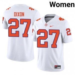 Clemson Noah Dixon #27 White Jersey | Genuine Stitched NCAA Football Women Apparel 46108812