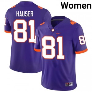 Clemson Nolan Hauser #81 Purple Jersey | Pro Cut Stitch NCAA Football Women Apparel 40310071