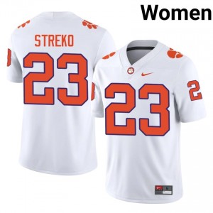Clemson Peyton Streko #23 White Jersey | Essential Stitched NCAA Football Women Apparel 54146830