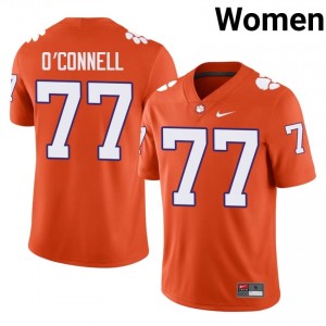 Clemson Ronan O'Connell #77 Orange Jersey | Pro Cut Embroidery NCAA Football Women Apparel 29394253