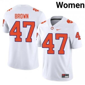 White Sammy Brown #47 Clemson National Championship Jersey | Women High School Football Licensed Stitched 97780992
