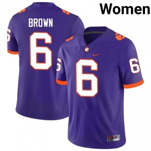 Clemson Tyler Brown #6 Purple Jersey | Premium Swen NCAA Football Women Apparel 52436201