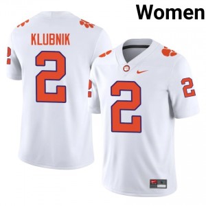 Durable Cade Klubnik #2 Clemson Tigers White Jersey | Women University Football Stitched Fan Gear 59287370