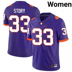 Purple Caden Story #33 Clemson National Championship Jersey | Women High School Football Moisture Wicking Stitch 28472471