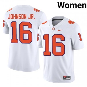 Top-Tier Chris Johnson Jr. #16 Clemson Tigers White Jersey | Women University Football Stitched Fan Gear 67691711