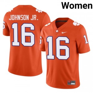 Orange Chris Johnson Jr. #16 Clemson National Championship Jersey | Women High School Football Licensed Embroidery 45224022