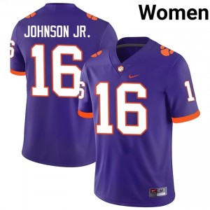 Chris Johnson Jr. #16 Clemson Tigers Jersey | Gameday Purple College Football Women Stitch 81390465