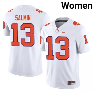 Clemson Connor Salmin #13 White Jersey | Premium Stitched NCAA Football Women Apparel 96863920