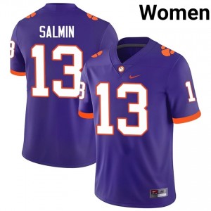 #13 Connor Salmin CFP Champs Purple Jersey | Authentic Stitch Women Player Football Gear 85728913