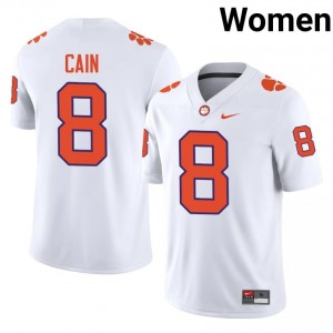 Elite Thread Deon Cain #8 Clemson Tigers White Jersey | Women University Football Stitched Fan Gear 74350843