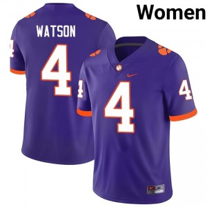 Purple Deshaun Watson #4 Clemson National Championship Jersey | Women High School Football Moisture Wicking Stitch 96144795