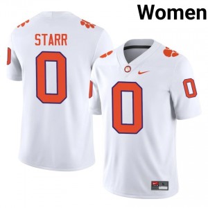 White Donovan Starr #0 Clemson National Championship Jersey | Women High School Football Fresh Stitched 50873649
