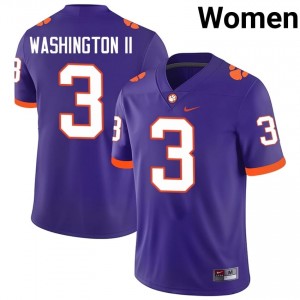 Clemson Elliot Washington II #3 Purple Jersey | Premium Swen NCAA Football Women Apparel 26781266