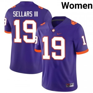 Clemson Gordon Sellars III #19 Purple Jersey | Genuine Stitch NCAA Football Women Apparel 96467406